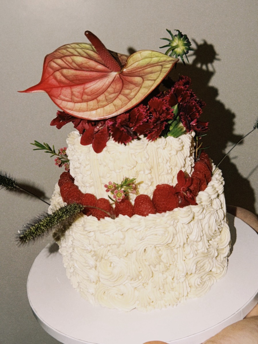Tiered anthurium cake